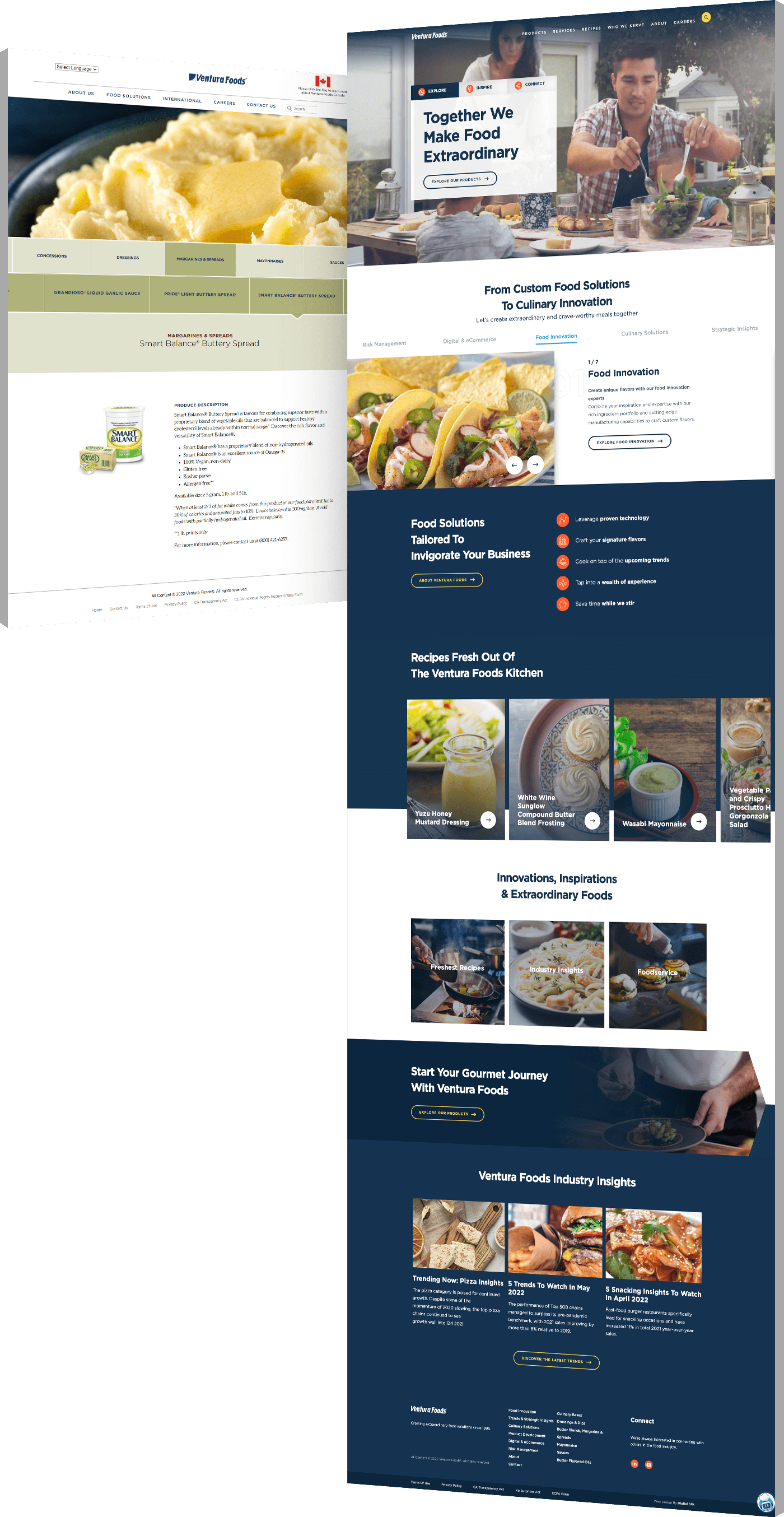 Ventura Foods - website design comparison - before and after redesign